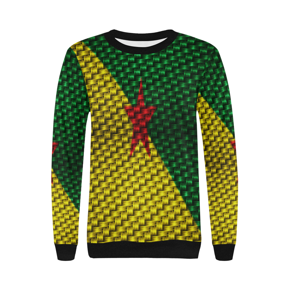 YANA FLAG Women's Rib Cuff Crew Neck Sweatshirt (Model H34)