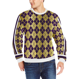 ARLEQUIN GRAPE Men's Rib Cuff Crew Neck Sweatshirt