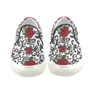 RED ROSES Men's Unusual Slip-on Canvas Shoes