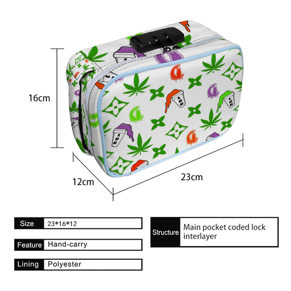 LEAN BACC Bags Combination Lock Active Charcoal Cigar Bag Zipper Closure