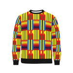KENTE BLUE Men's Rib Cuff Crew Neck Sweatshirt