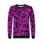 GORGIOUS LEAF PINKISH Women's Rib Cuff Crew Neck Sweatshirt (Model H34)