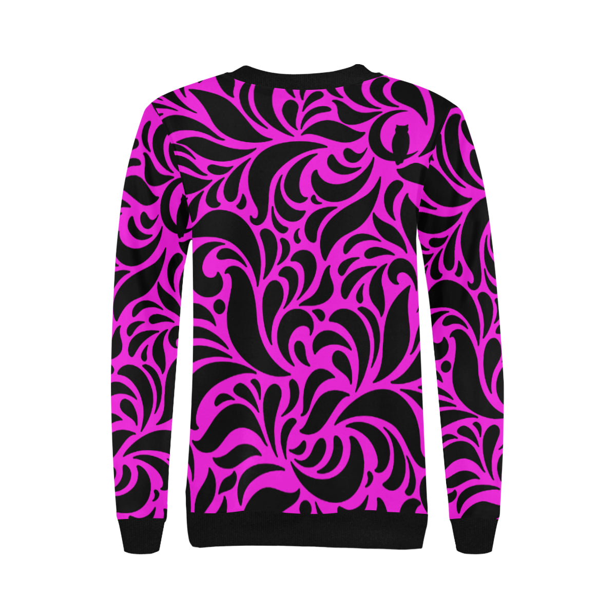 GORGIOUS LEAF PINKISH Women's Rib Cuff Crew Neck Sweatshirt (Model H34)