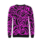 GORGIOUS LEAF PINKISH Women's Rib Cuff Crew Neck Sweatshirt (Model H34)