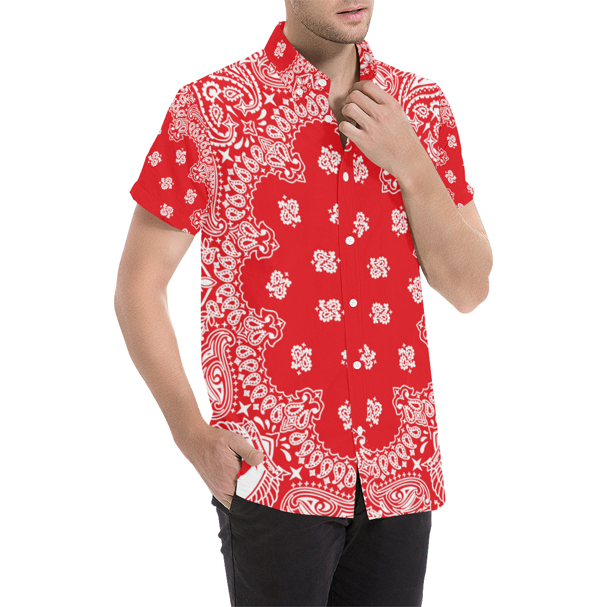 BANDANA Bs'UP Men's All Over Print Short Sleeve Shirt