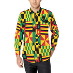 KENTE BUTAN Men's All Over Print Casual Dress Shirt