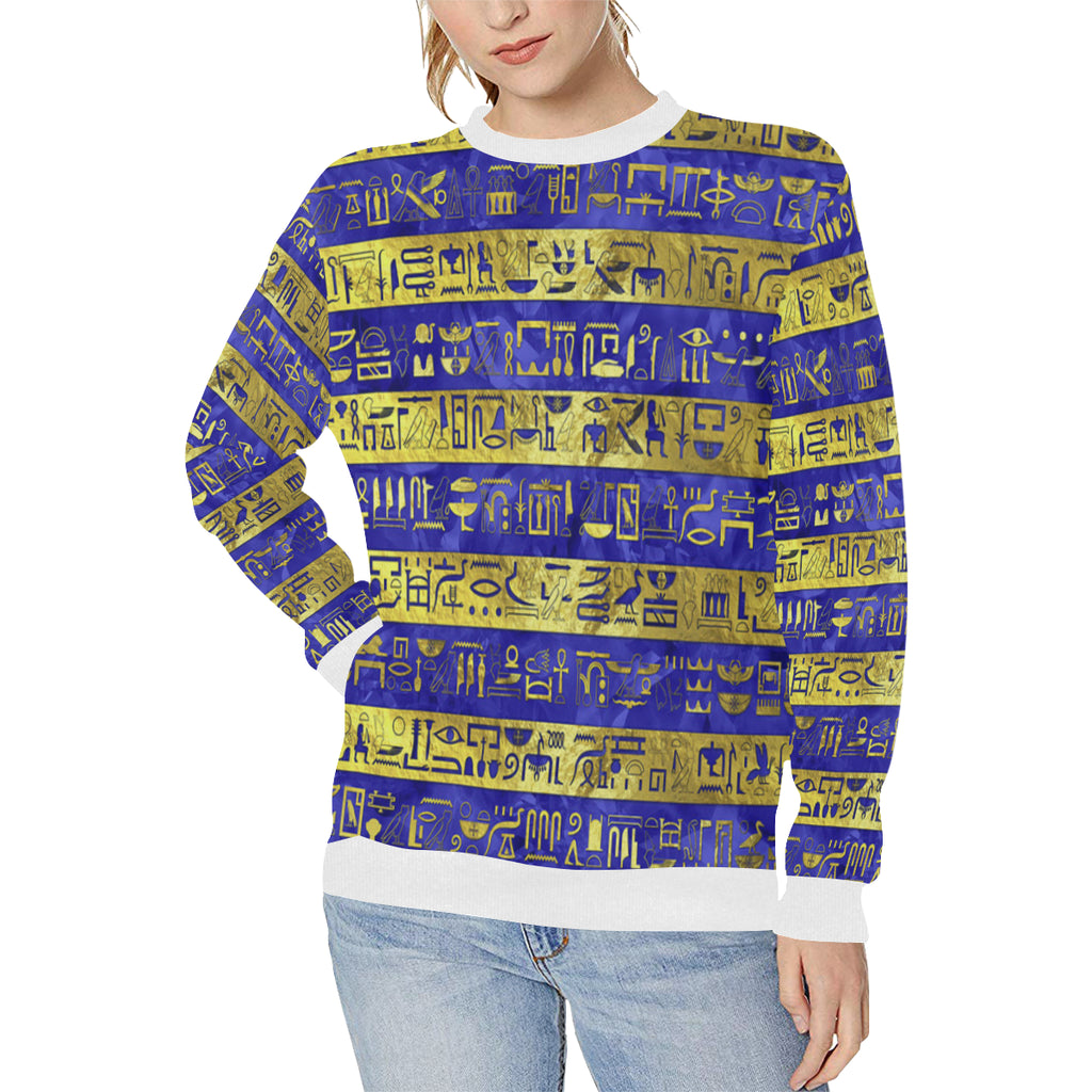 MDU NTR GOLDEN BLUE Women's Rib Cuff Crew Neck Sweatshirt (Model H34)