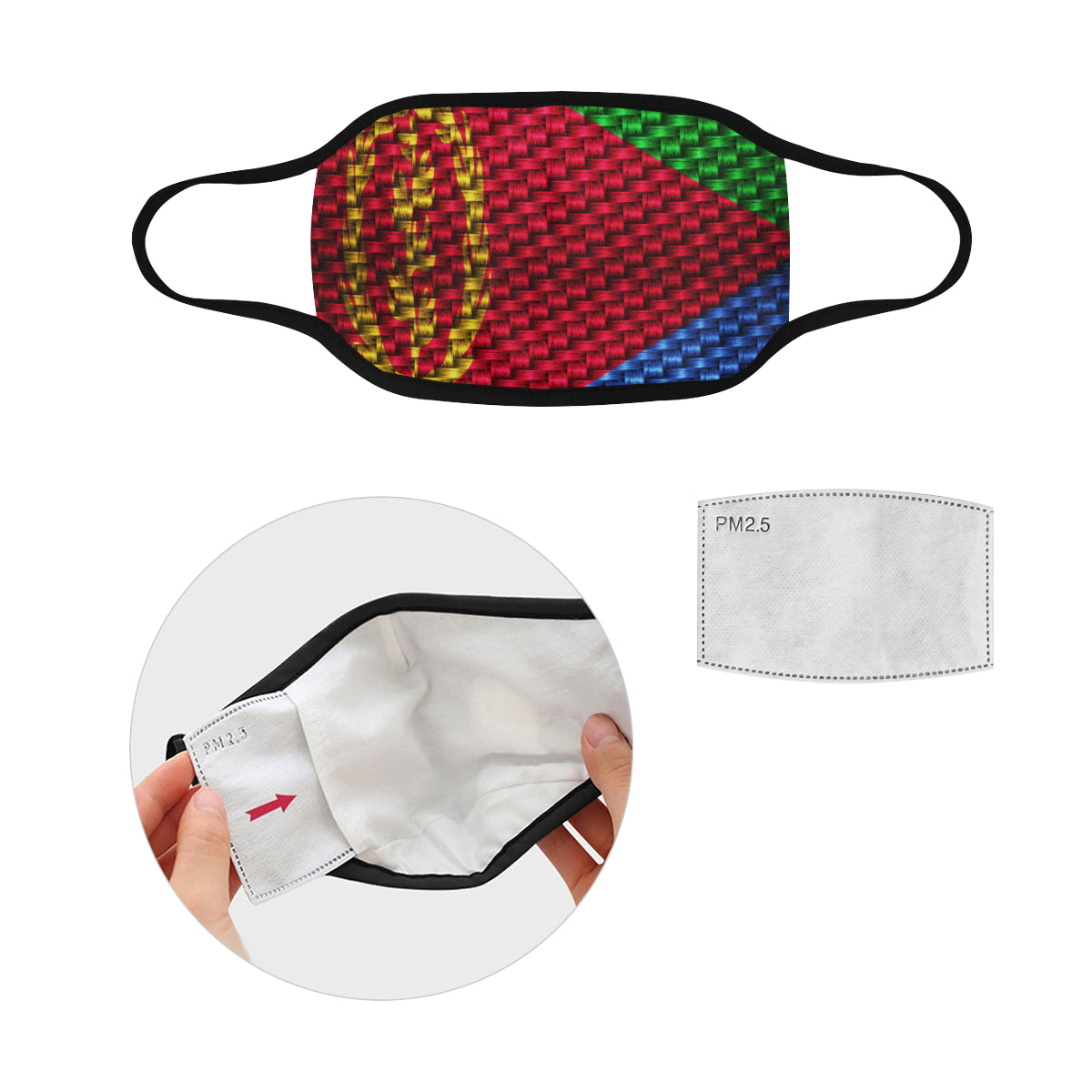 ERITREA FLAG Mouth Mask in One Piece (2 Filters Included)