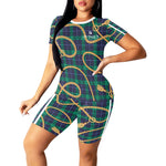 PLAID IN GOLD Women's Short Yoga Set