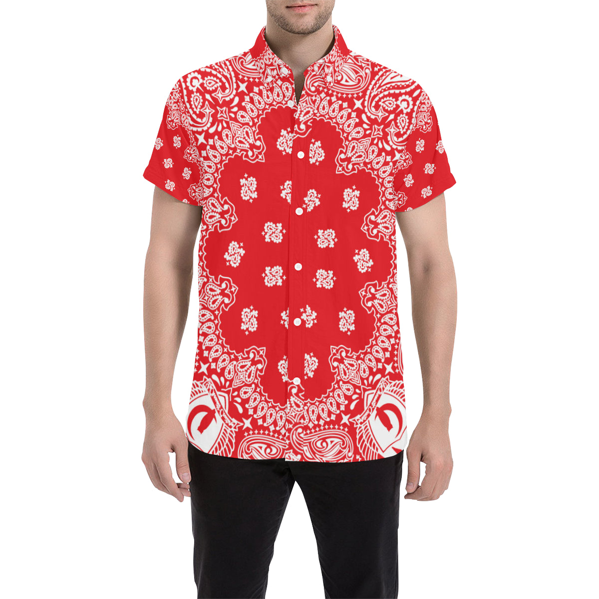 BANDANA Bs'UP Men's All Over Print Short Sleeve Shirt