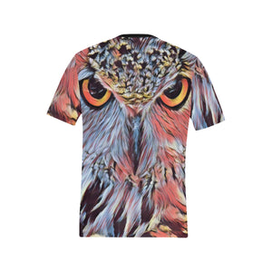 WISE OWL Men's All Over Print T-Shirt (Solid Color Neck) (Model T63)