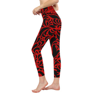 GORGEOUS RED All Over Print High-Waisted Leggings
