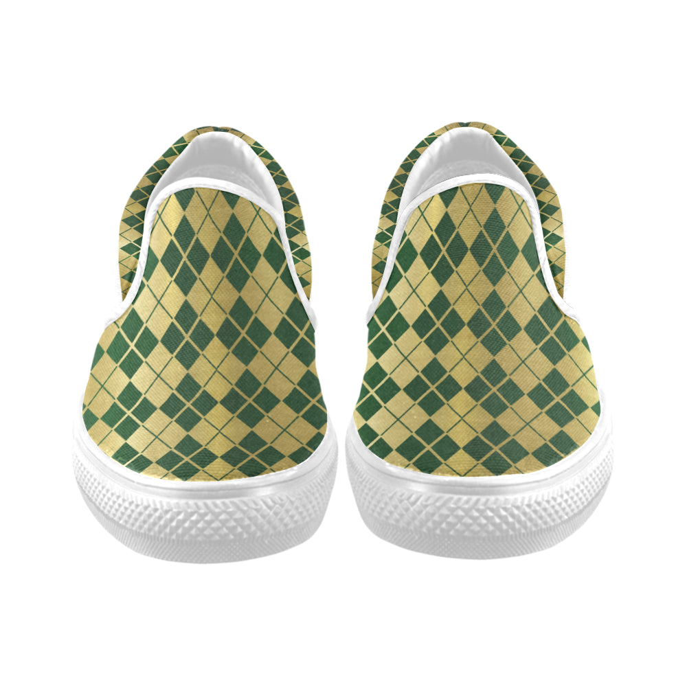 ARLEQUIN GREEN Unusual Slip-on Canvas Shoes