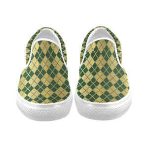 ARLEQUIN GREEN Unusual Slip-on Canvas Shoes