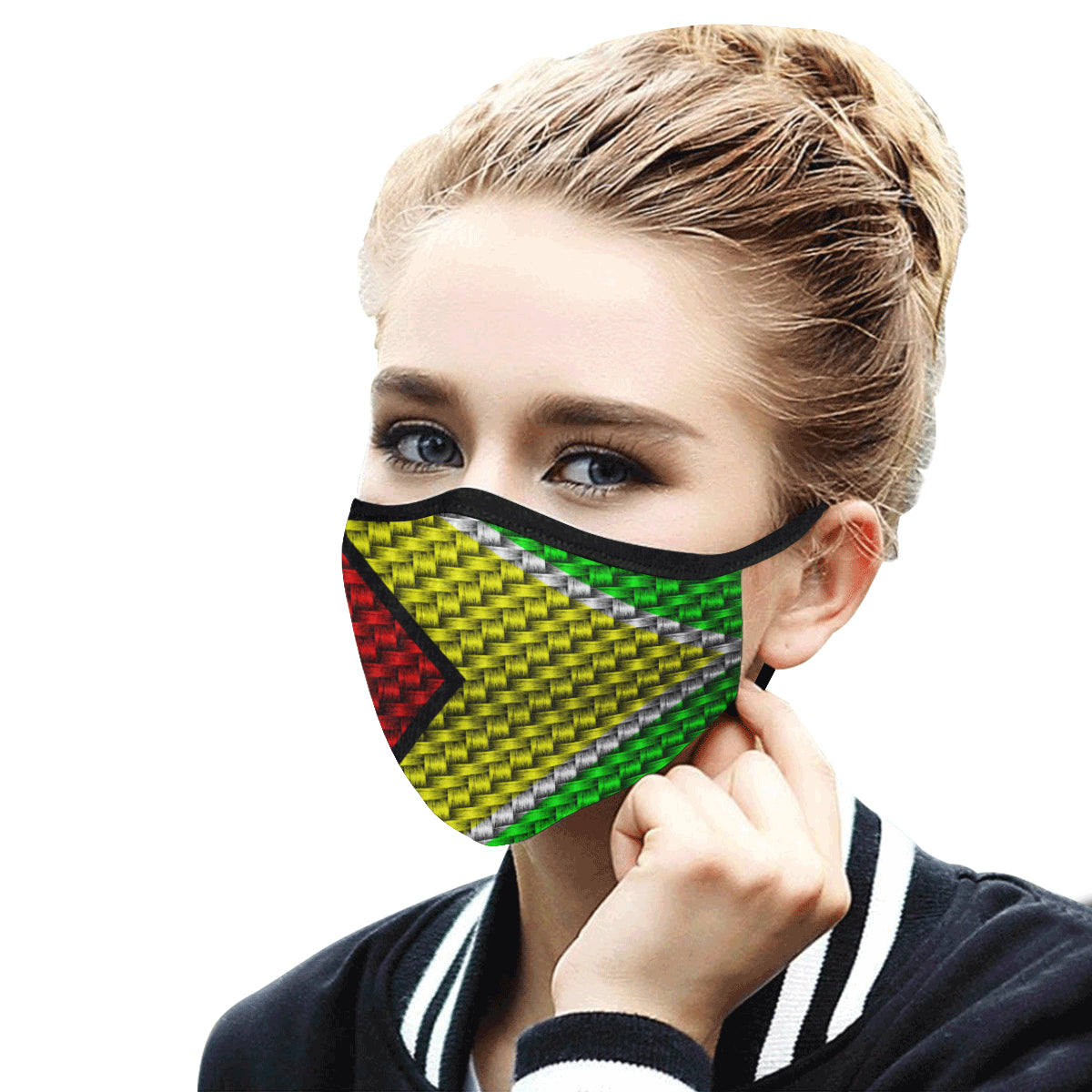 GUYANA FLAG Mouth Mask in One Piece (2 Filters Included) (Model M02)