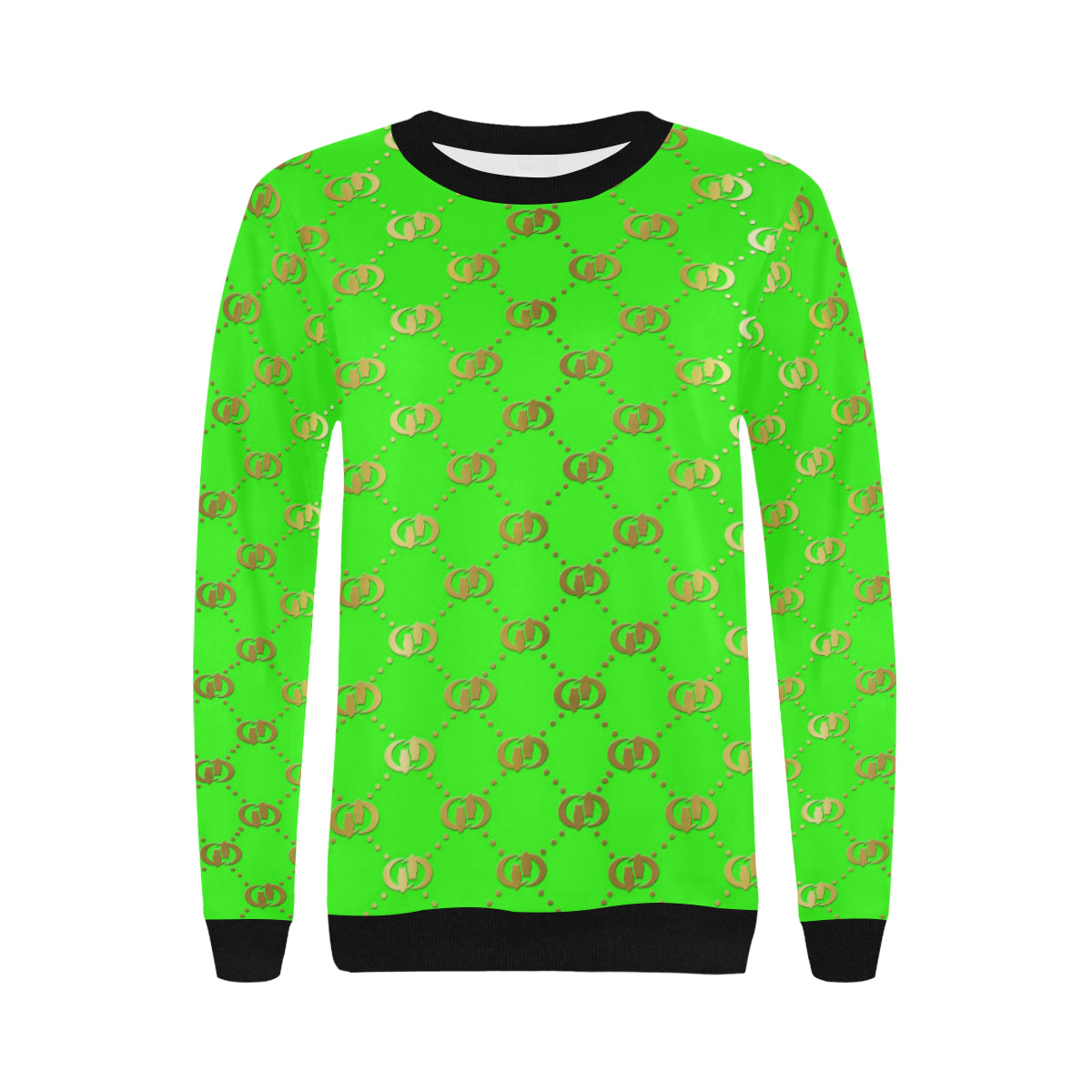 EXCELLENCE SKUNKGLD Women's Rib Cuff Crew Neck Sweatshirt (Model H34)