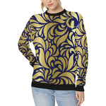 GORGIOUS LEAF ROYAL Women's Rib Cuff Crew Neck Sweatshirt (Model H34)