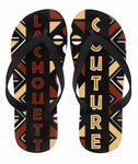 LaChouett  Bogolan Style Sandals Flip Flops Black