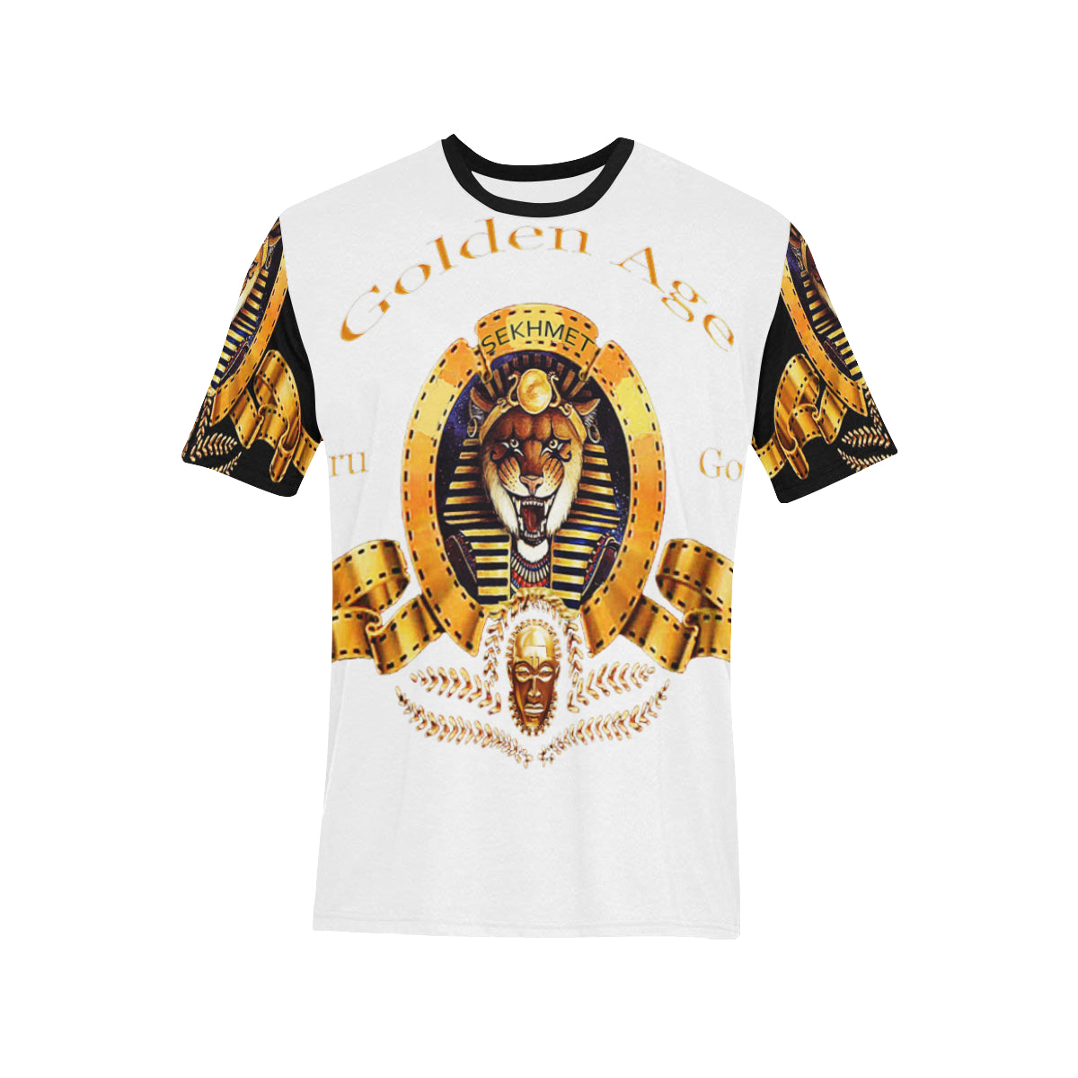 SEKHMET GODDESS Men's All Over Print T-Shirt (Solid Color Neck) (Model T63)