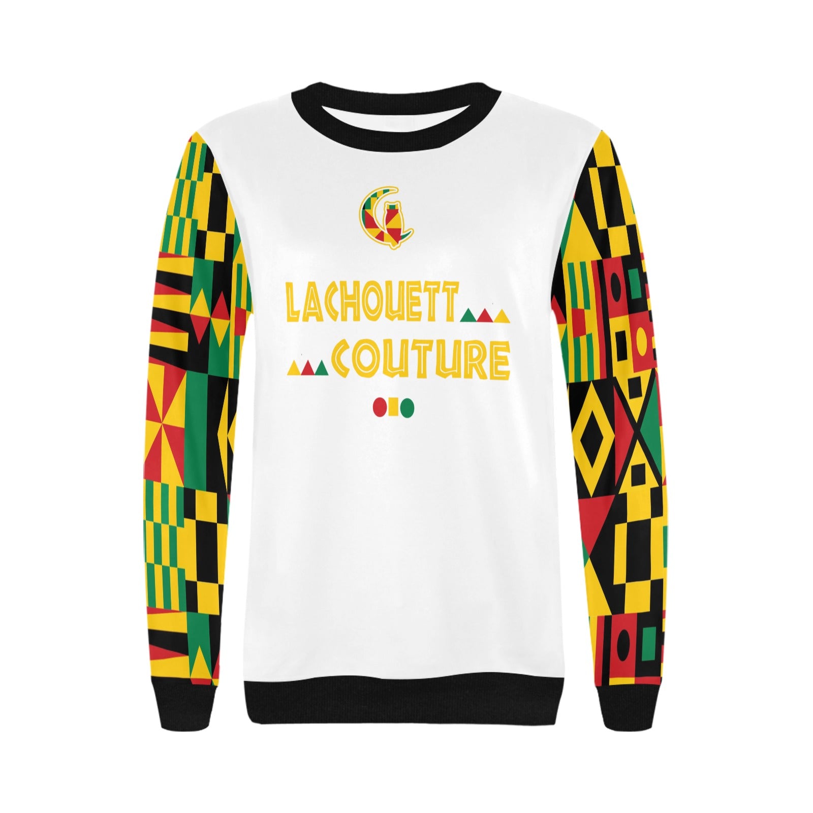 KENTE BUTAN Women's Rib Cuff Crew Neck Sweatshirt