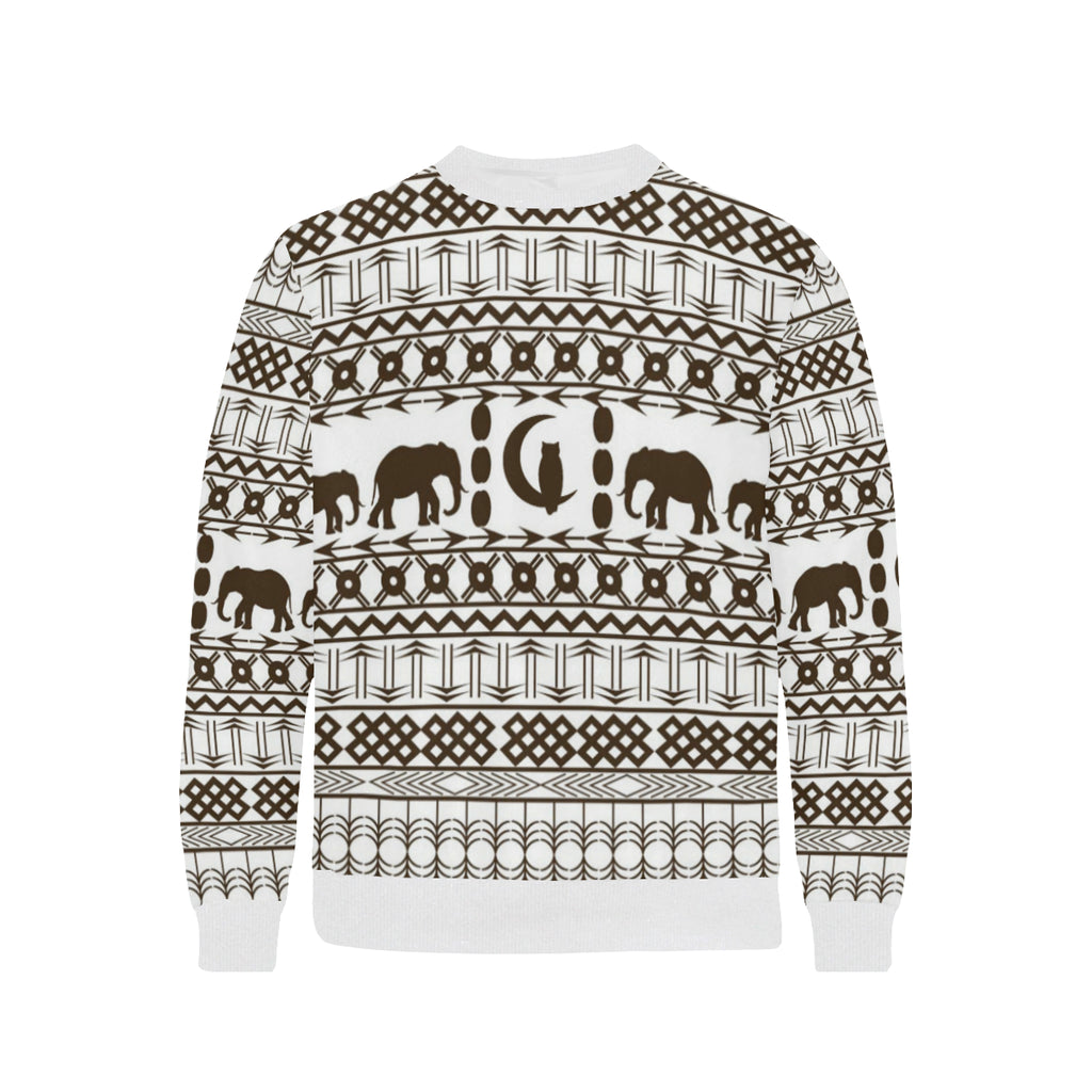 ELEPHANT ORNEMENT Men's Rib Cuff Crew Neck Sweatshirt