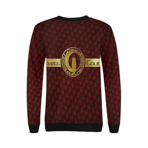 DELUXE RED TRESSER Women's Rib Cuff Crew Neck Sweatshirt