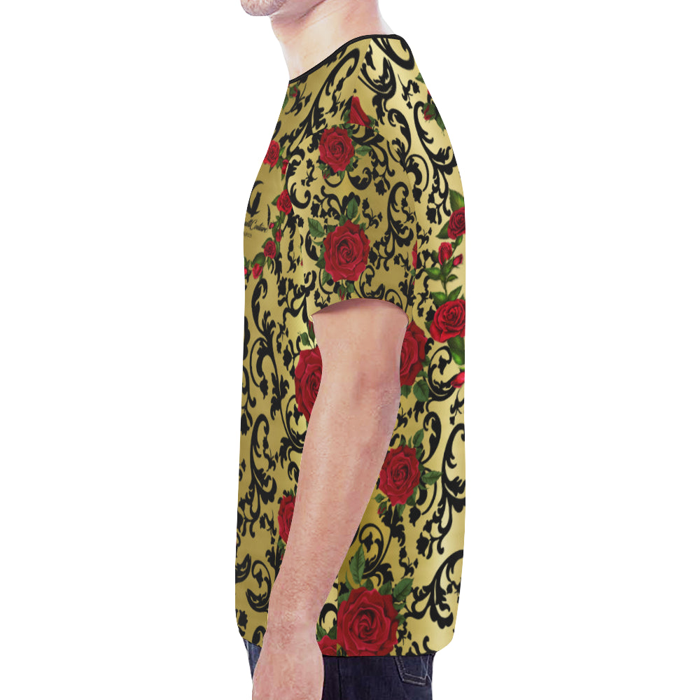 RED ROSES GOLD New All Over Print T-shirt for Men