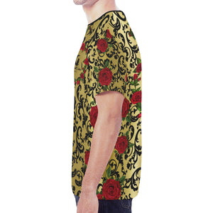 RED ROSES GOLD New All Over Print T-shirt for Men