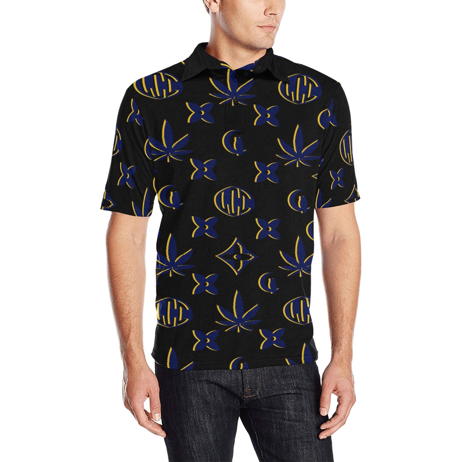 LCC WEEDY COLORS Men's All Over Print Polo Shirt