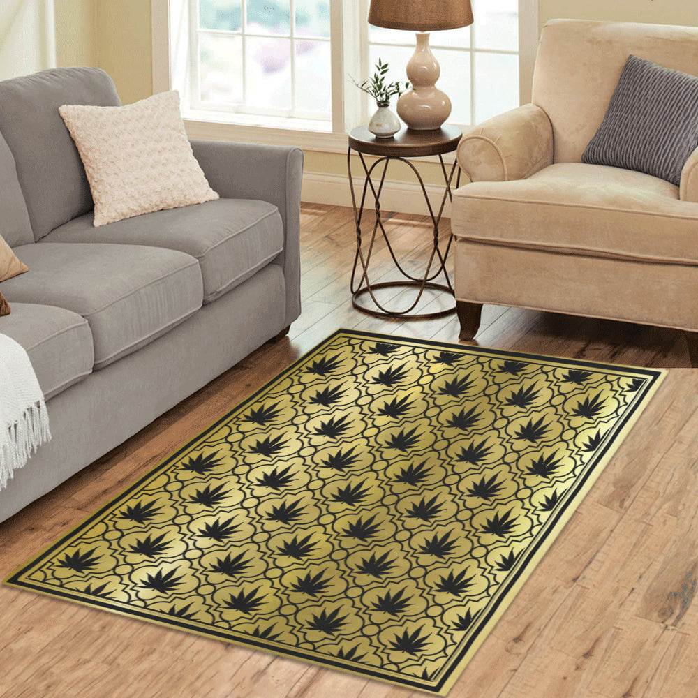 ADRINKRA GOLD BLACK Area Rug 5'3''x4'
