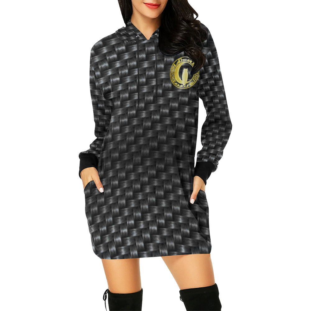 PRESTIGE BLACC All Over Print Hoodie Mini Dress (Model H27)