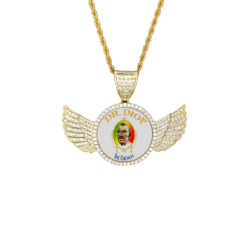 chieck anta diop Wings Gold Pendant with Rope Chain