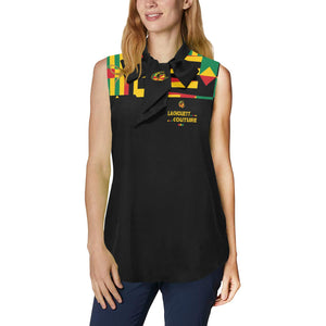 KENTE BUTAN Women's Bow Tie V-Neck Sleeveless Shirt