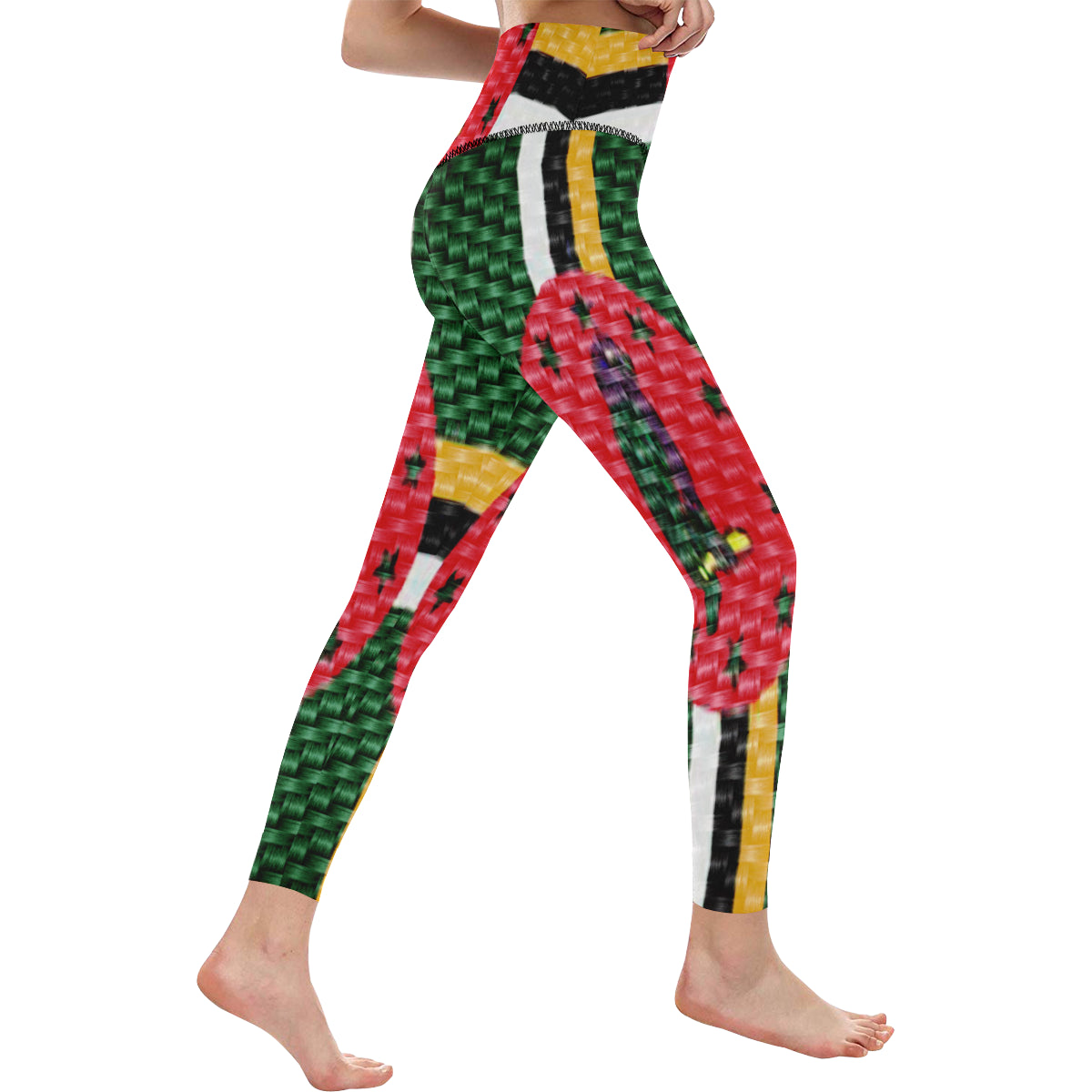 DOMINICA FLAG All Over Print High-Waisted Leggings