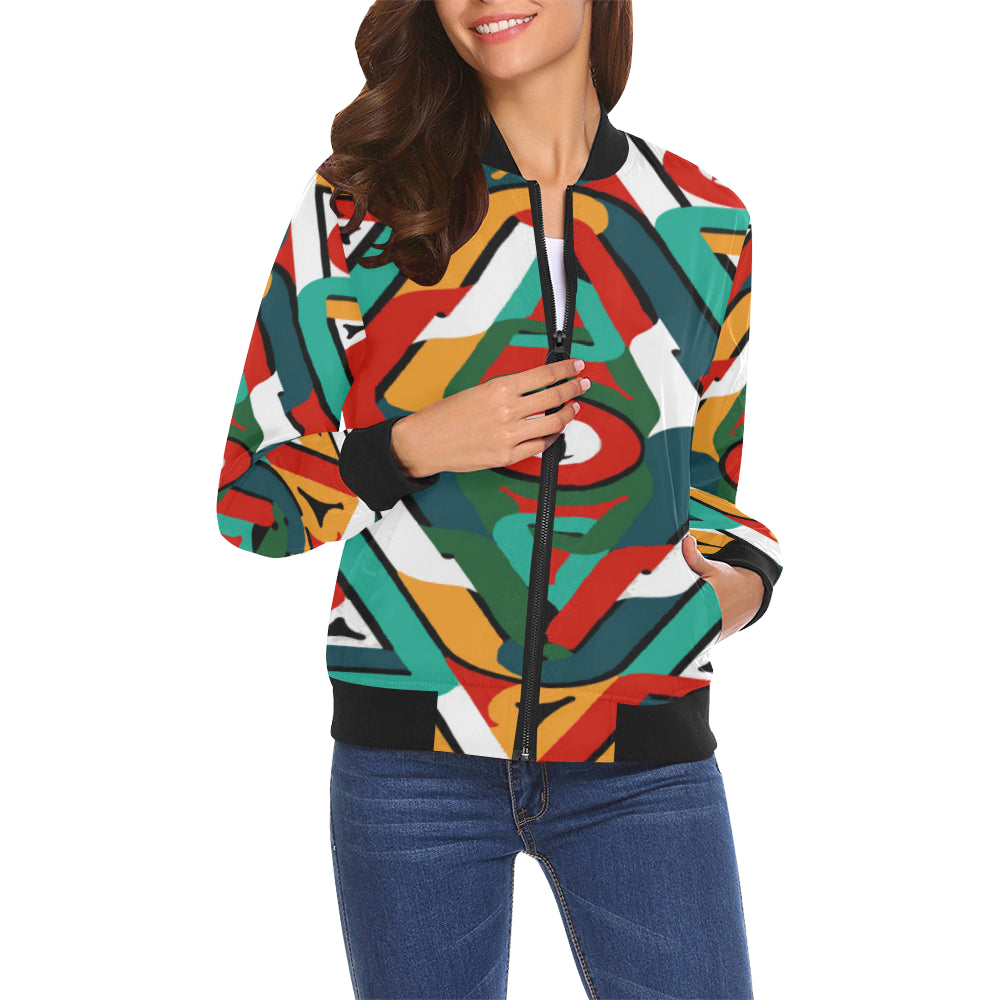 TEMBE ART All Over Print Bomber Jacket for Women