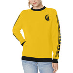 BLACC BORDER YELLOW Women's Rib Cuff Crew Neck Sweatshirt