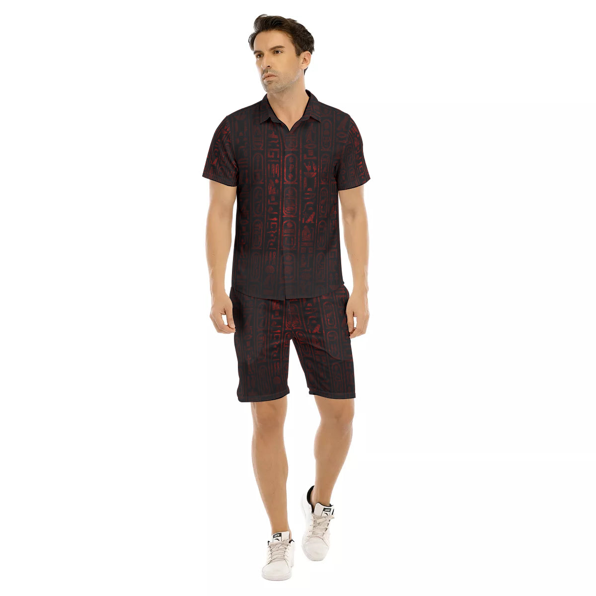 HIEROGLYPH RED Men's Short Sleeve Shirt Sets