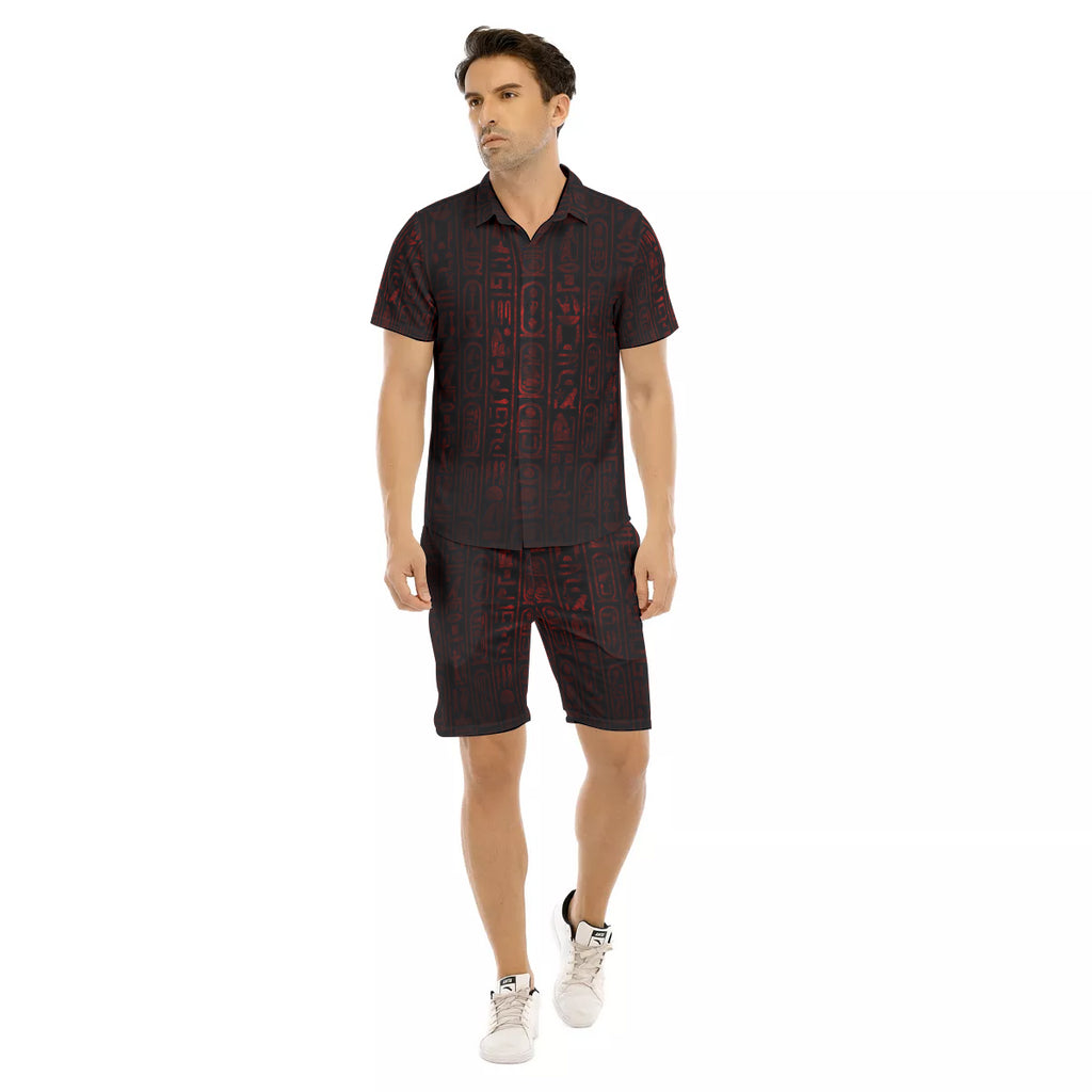 HIEROGLYPH RED Men's Short Sleeve Shirt Sets