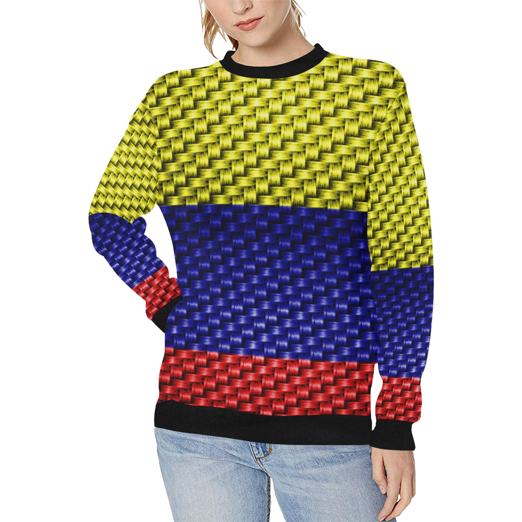 COLOMBIA FLAG Women's Rib Cuff Crew Neck Sweatshirt