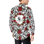 RED ROSES Men's All Over Print Casual Dress Shirt