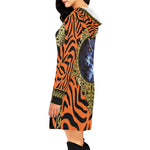 PRIVILEGE ORANGE All Over Print Hoodie Mini Dress