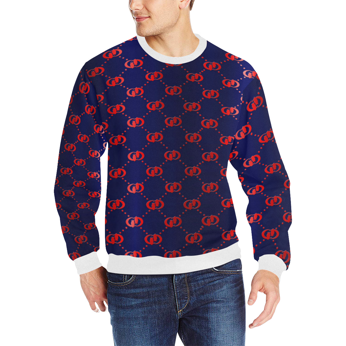 EXCELLENCE BLURED Men's Rib Cuff Crew Neck Sweatshirt