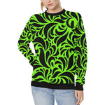 GORGIOUS LEAF FLUO Women's Rib Cuff Crew Neck Sweatshirt (Model H34)