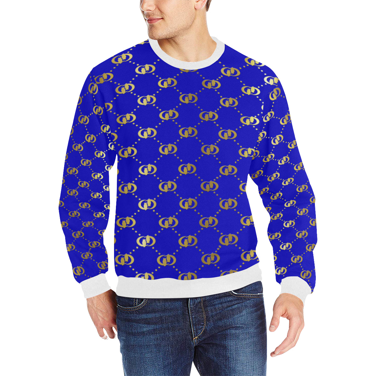 EXCELLENCE BLSKYGLD Men's Rib Cuff Crew Neck Sweatshirt