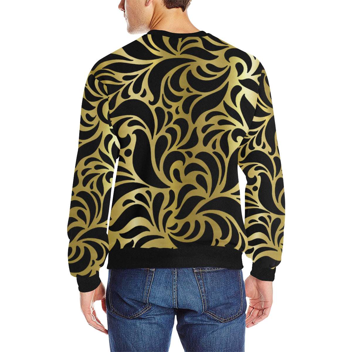 GORGIOUS GLDBLCC LEAF Men's Rib Cuff Crew Neck Sweatshirt