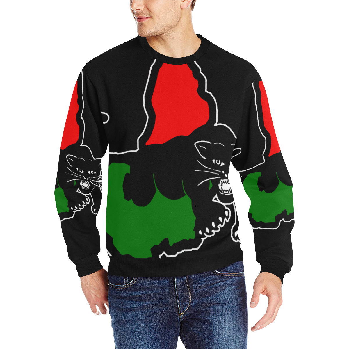 BLACC PANTHER BLACC Men's Rib Cuff Crew Neck Sweatshirt