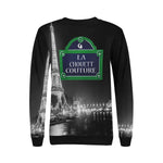 PARIS BY NIGHT Women's Rib Cuff Crew Neck Sweatshirt (Model H34)