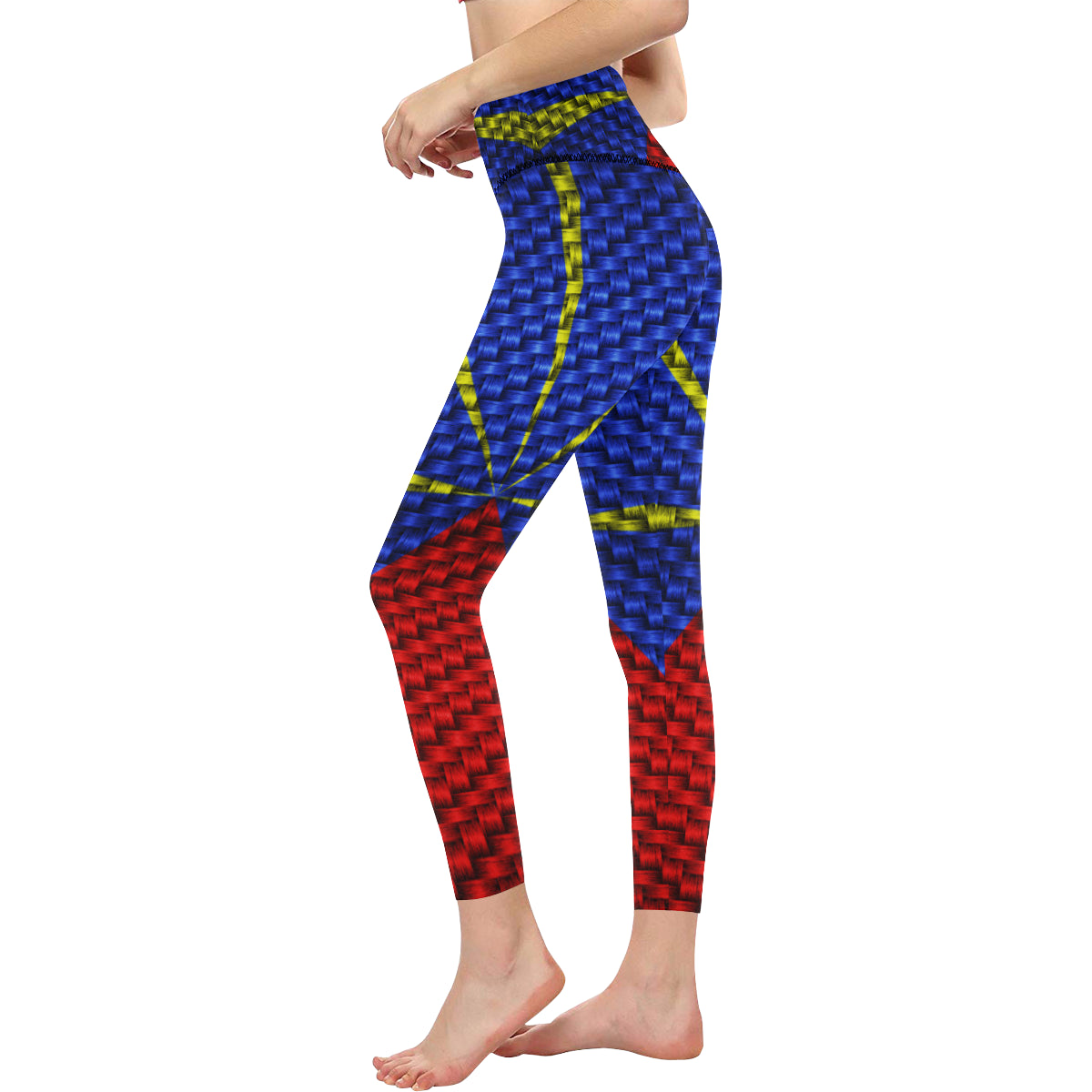 LA REUNION FLAG All Over Print High-Waisted Leggings (Model L36)
