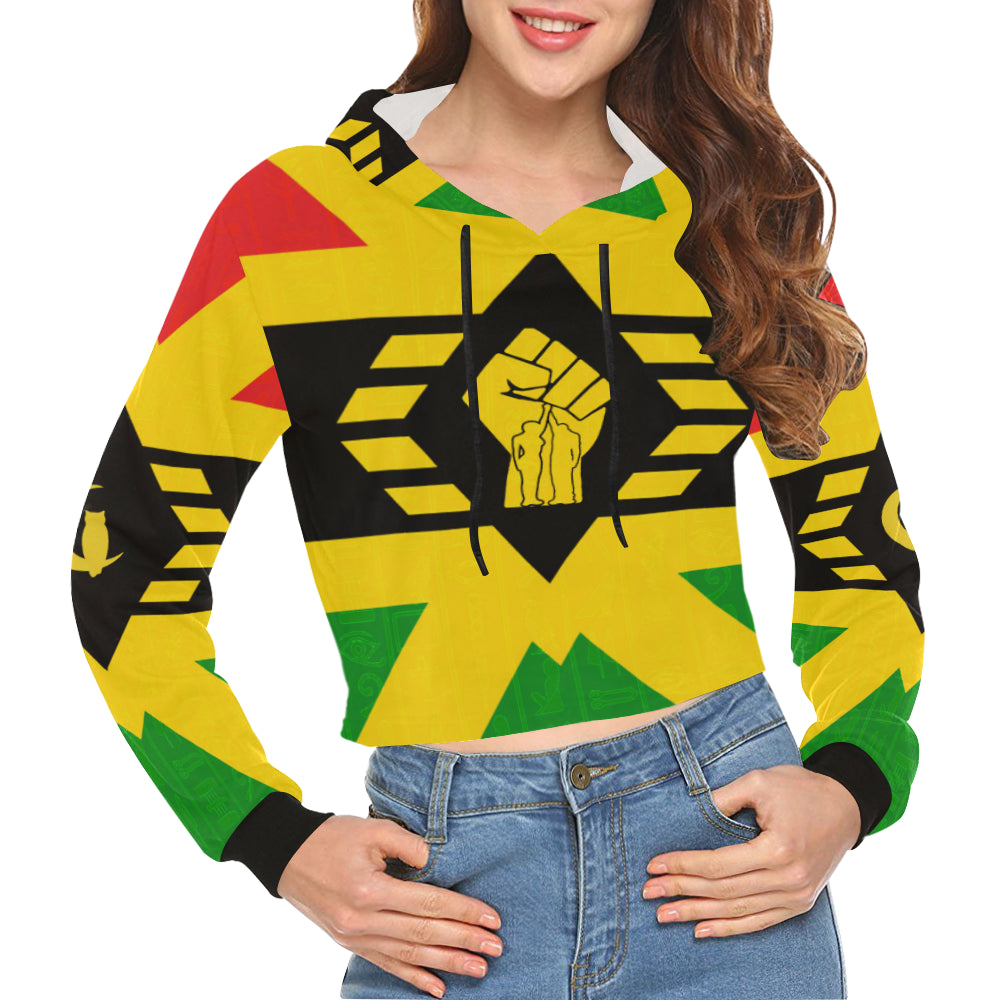 FIST UP RBG All Over Print Crop Hoodie for Women