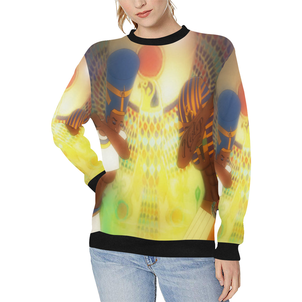 HOTEP DAB Women's Rib Cuff Crew Neck Sweatshirt (Model H34)